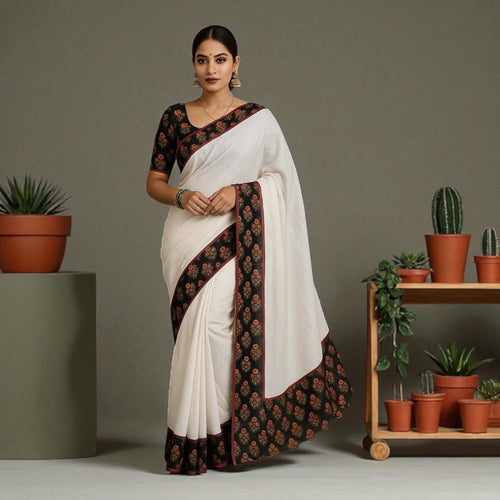 Onam Special Plain Linen Kerala Kasavu Saree with Digital Print (RedBrown)