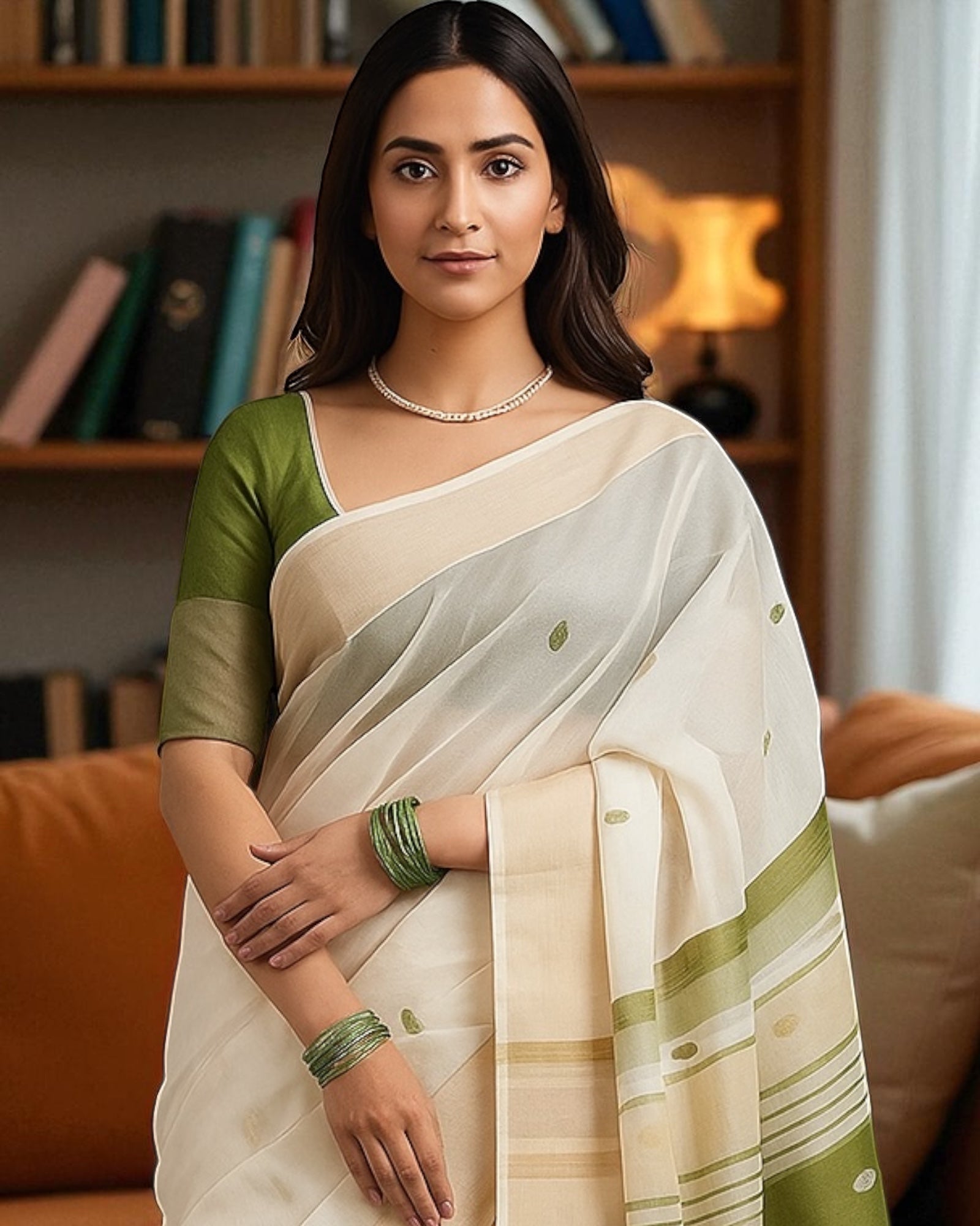 Saurika Linen Saree for Women – Traditional White & Red Tant Saree with Blouse Piece | Soft Handloom for Onam, Durga pooja, OFFICEWEAR & Weddings